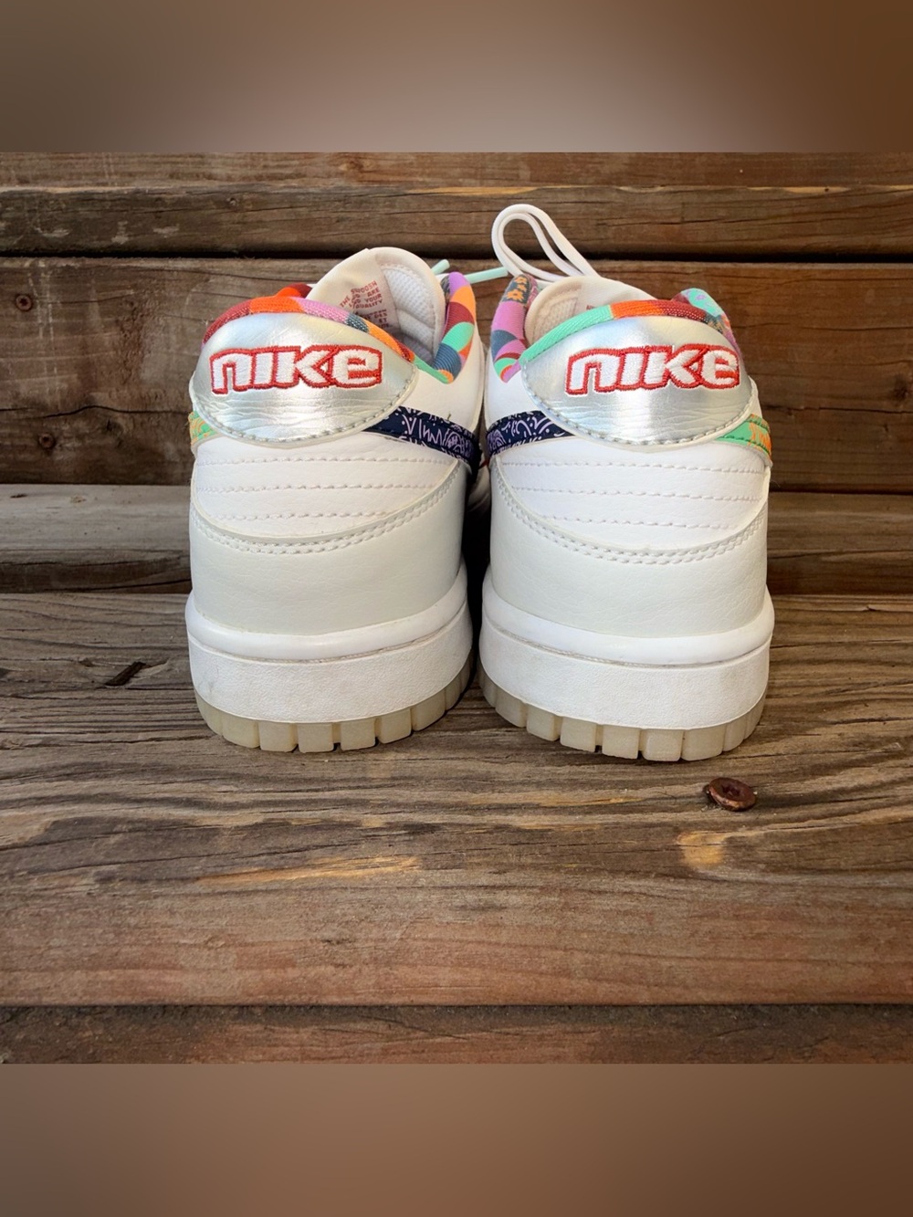 Nike Dunk Low GS 7Y Women’s 8.5 Multi-Color Paisley FN8913-141 White - Picture 7 of 10